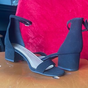 Black strap heels